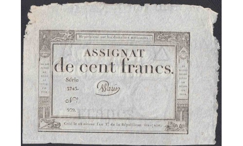Франция ассигнация на 100 Франков 1795 года (France 100 Francs 1795) PA78: aUNC