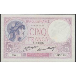 Франция  5 Франков 1928 года (France 5 Francs 1928) P 72d: XF