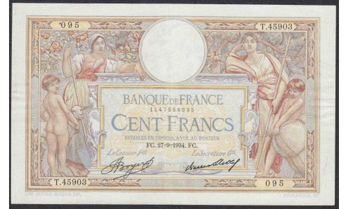 Франция  100 Франков 1934 года (France 100 Francs 1934) P 78c: VF/XF