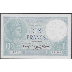 Франция  10 Франков 1940 года (France 10 Francs 1940) P 84: aUNC