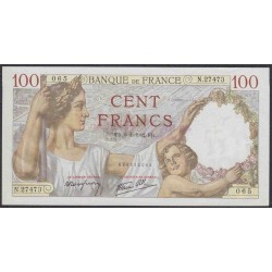 Франция  100 Франков  8=1=1942 года, штамп гашения (France 100 Francs  8=1=1942) P 94: UNC--