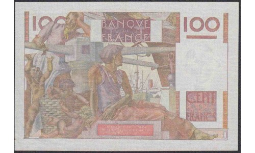 Франция  100 Франков  7-2-1952 года (France 100 Francs  7-2-1952) P 128d: aUNC