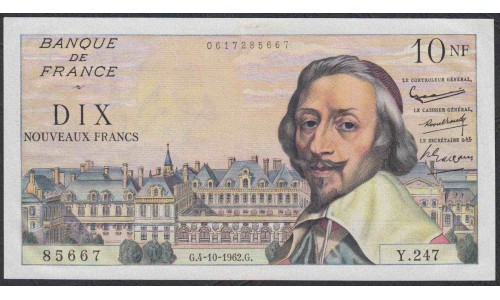 Франция  10 Франков  4-10-1962 года (France 10 Francs  4-10-1962) P 142: aUNC