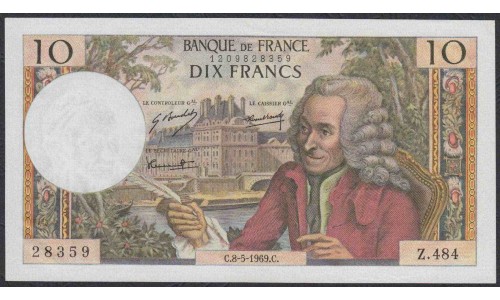Франция  10 Франков  8-5-1969 года (France 10 Francs  8-5-1969) P 147c: UNC