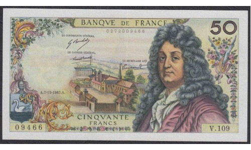 Франция  50 Франков  7-12-1967 года (France 50 Francs  7-12-1967) P 148b: XF