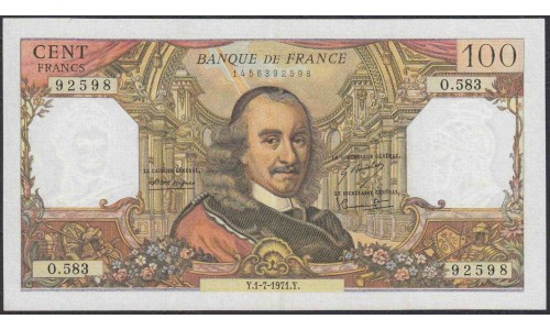 Франция  100 Франков  1-7-1971 года (France 100 Francs  1-7-1971) P 149c: VF/XF