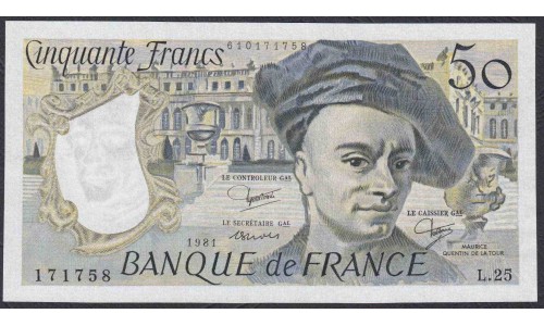 Франция  50 Франков 1981 года (France 50 Francs  1981) P 152b: aUNC