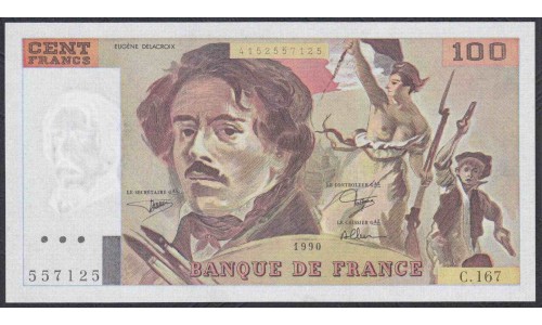 Франция  100 Франков 1990 года (France 100 Francs  1990) P 154e: UNC