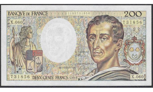 Франция  200 Франков 1988 года (France 200 Francs  1988) P 155c: UNC--