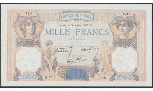Франция 1000 Франков 18.1.1940 года (France 1000 Francs  18.1.1940) P 90с: XF