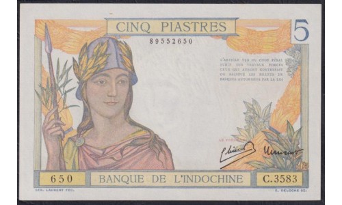 Французский Индо-Китай 5 донг б/д (1936-1939) (FRENCH INDOCHINA 5 dong ND (1936-1939)) P 55c : Unc