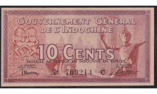 Французский Индо-Китай 10 центов б/д (1939) (FRENCH INDOCHINA 10 cents ND (1939)) P 85a: UNC