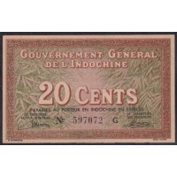 Французский Индо-Китай 20 центов б/д (1939) (FRENCH INDOCHINA 20 cents ND (1939)) P 86a: UNC-