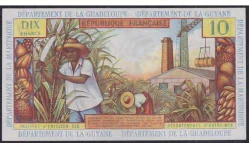 Французские Антильские Острова 10 франков 1964 год, 60823 Y.7 (FRENCH Antilles  10 Francs 1964)  P 8b: UNC