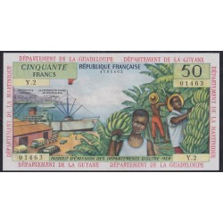 Французские Антильские Острова 50 франков 1964 год, 01463 Y.2, РАРИТЕТ (FRENCH Antilles, Republique Francaise 50 Francs 1964)  P 9b: UNC