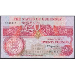 Гернси 20 фунтов ND (1980-1989)  (GUERNSEY 20 pounds ND (1980-19890)) P 51b: UNC 
