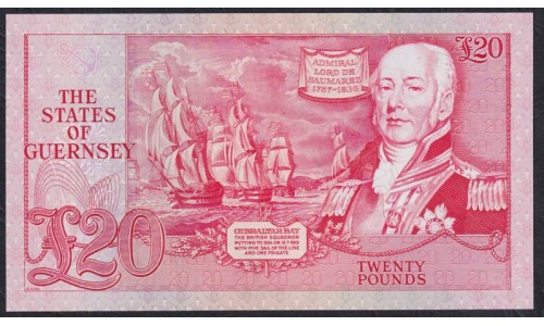 Гернси 20 фунтов ND (1980-1989)  (GUERNSEY 20 pounds ND (1980-19890)) P 51b: UNC 