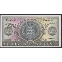 Гуренси 1 фунт 1969-75 года (GUERNSEY 1 pound 1969-75) P45b: UNC