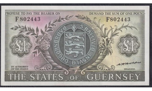 Гуренси 1 фунт 1969-75 года (GUERNSEY 1 pound 1969-75) P45b: UNC