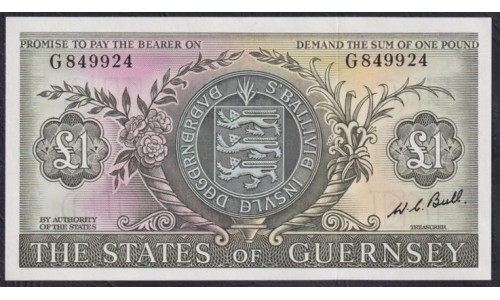 Гуренси 1 фунт 1969-75 года (GUERNSEY 1 pound 1969-75) P45c: UNC
