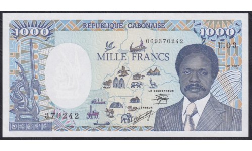 Габон 1000 франков 01.01.1987 год (Gabonaise 1000 francs 01.01.1987) P 10a(2): UNC