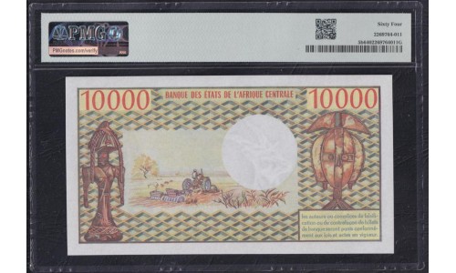 Габон 10000 франков 1974-1978 год, РЕДКИЕ, Реже чем P-5a (Gabonaise 10000 francs 1974-1978) P 5b: PMG 64 UNC 