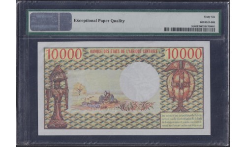 Габон 10000 франков 1974-1978 год, РЕДКИЕ, Реже чем P-5a (Gabonaise 10000 francs 1974-1978) P 5b: PMG 66 Gem UNC EPQ