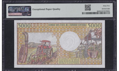 Габон 5000 франков ND (1984 - 1991 г.) (Gabonaise 5000 francs ND (1984 - 1991g.)) P 6b: PMG 65 Gem UNC EPQ