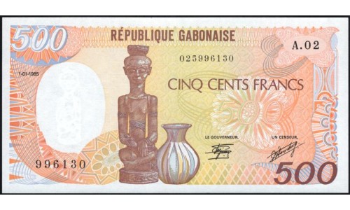 Габон 500 франков 1985 (Gabonaise 500 francs 1985) P 8 : UNC