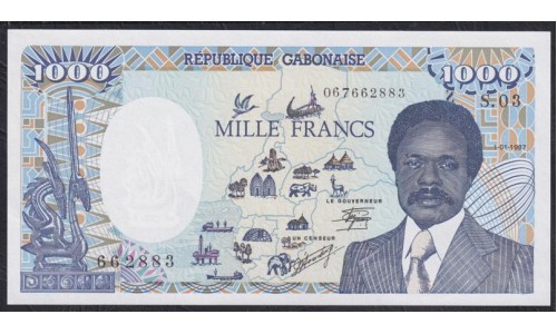 Габон 1000 франков 01.01.1987 год (Gabonaise 1000 francs 01.01.1987) P 10a(2): UNC