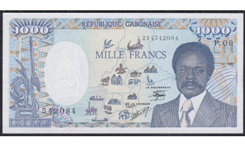 Габон 1000 франков 01.01.1990 год (Gabonaise 1000 francs 01.01.1990) P 10a(3): UNC