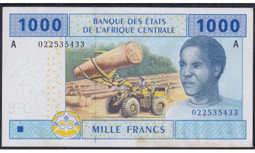 Габон 1000 франков 2002 года (Gabonaise 1000 francs 2002) P 407Aa UNC--