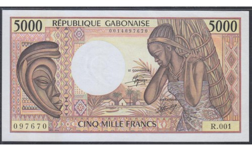 Габон 5000 франков ND (1984 - 1991 г.г.) (Gabonaise 5000 francs ND (1984 - 1991g.)) P6a:Unc