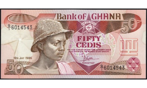 Гана 50 седи 1986 (Ghana 50 cedis 1986) P 25 : UNC