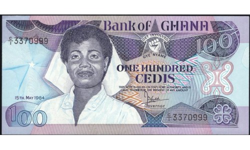 Гана 100 седи 1984 (Ghana 100 cedis 1984) P 26a : UNC