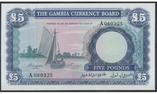 Гамбия 5 фунтов (1965-70), A # 060325 (Gambia 5 pounds (1965 -70)) P 3: UNC