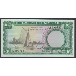 Гамбия 10 шиллингов (1965-70) Литера A (Gambia 10 shillings (1965 -70)  Litera A) P 1: UNC