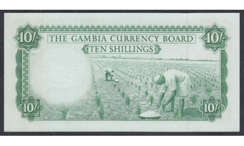 Гамбия 10 шиллингов (1965-70) Литера A (Gambia 10 shillings (1965 -70)  Litera A) P 1: UNC