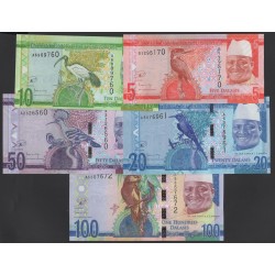 Гамбия набор из 5-ти банкнот (2015) (Gambia set of 5 notes (2015)) P 32-35 : UNC