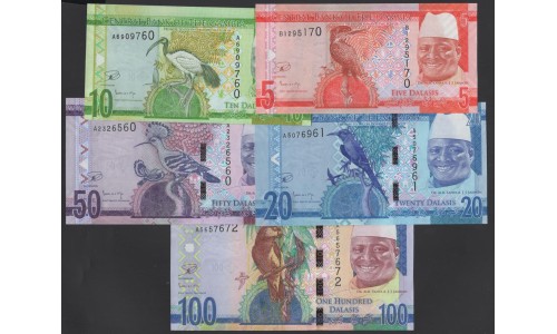 Гамбия набор из 5-ти банкнот (2015) (Gambia set of 5 notes (2015)) P 32-35 : UNC