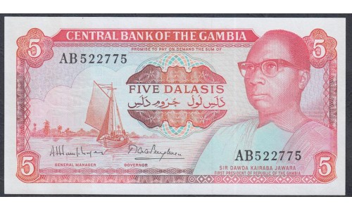Гамбия 5 даласи (1987-90) (Gambia 5 dalasis (1987-90)) P 9a: UNC