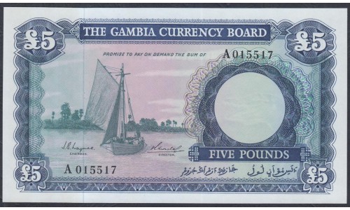 Гамбия 5 фунтов (1965-70), A # 060239 (Gambia 5 pounds (1965 -70)) P 3: UNC