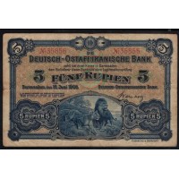 Германия, Африка 5 рупий 15.06.1905 года Восточноафриканского Банка (GERMAN EAST AFRICA 5 Rupien Deutsch-Ostafrikanische Bank 15.06.1905) P 1: VF++