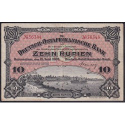 Германия, Восточная Африка 10 рупий 15.06.1905 года Восточноафриканского Банка (GERMAN EAST AFRICA 10 Rupien Deutsch-Ostafrikanische Bank 15.06.1905) P 1: VF/XF