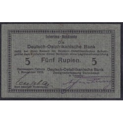 я, Восточная Африка 5 рупий 1.11.1915 года Восточноафриканского Банка (GERMAN EAST AFRICA 5 Rupien Deutsch-Ostafrikanische Bank 1.11.1915) P 35: UNC