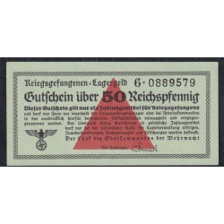 Германия, лагерные деньги 50 Рейхcпфеннингов 1939/45 год, 6.0889579 (50 Reichspfennig Lagergeld 1939/45 year, RAR) Ro 517b: UNC