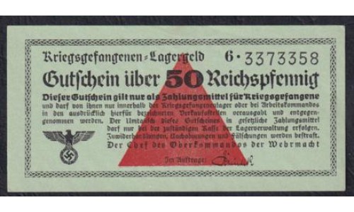 Германия, лагерные деньги 50 Рейхcпфеннингов 1939/45 год, 6.3373358 (50 Reichspfennig Lagergeld 1939/45 year, RAR) Ro 517b: UNC