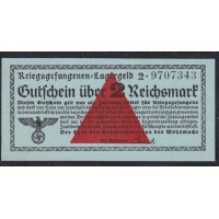 Германия, лагерные деньги 2 Рейхcмарки 1939/45 год, 2.9707343, Тёмно-голубой цвет ( 2 Reichsmark Lagergeld 1939/45, RAR) Ro 519: UNC