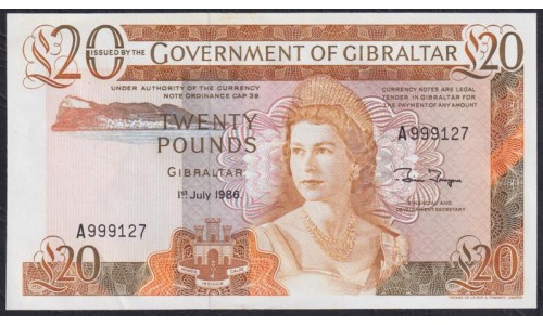 Гибралтар 20 фунтов 1986 (Gibraltar 20 pounds 1986) P 23c : Unc