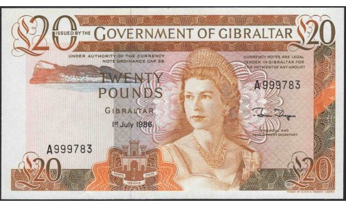Гибралтар 20 фунтов 1986 (Gibraltar 20 pounds 1986) P 23c : Unc